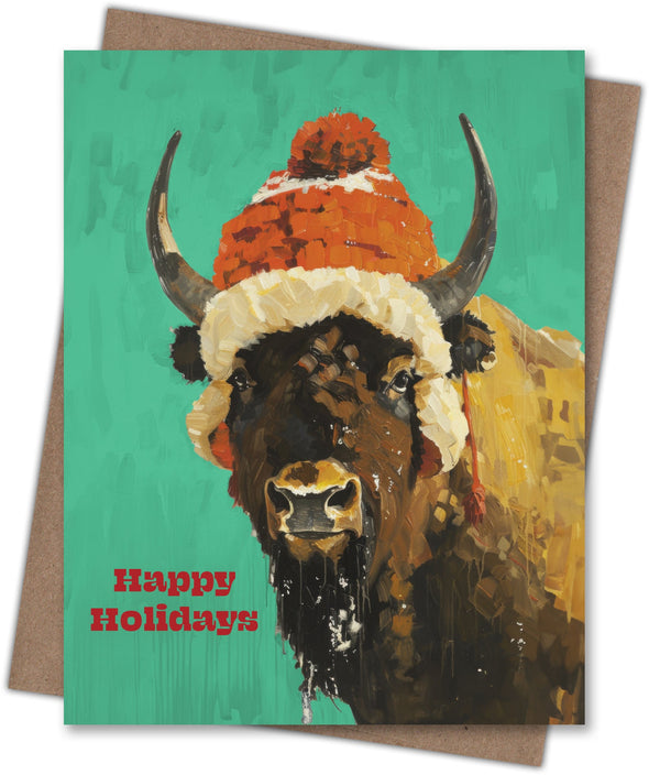 Bison Happy Holidays Card