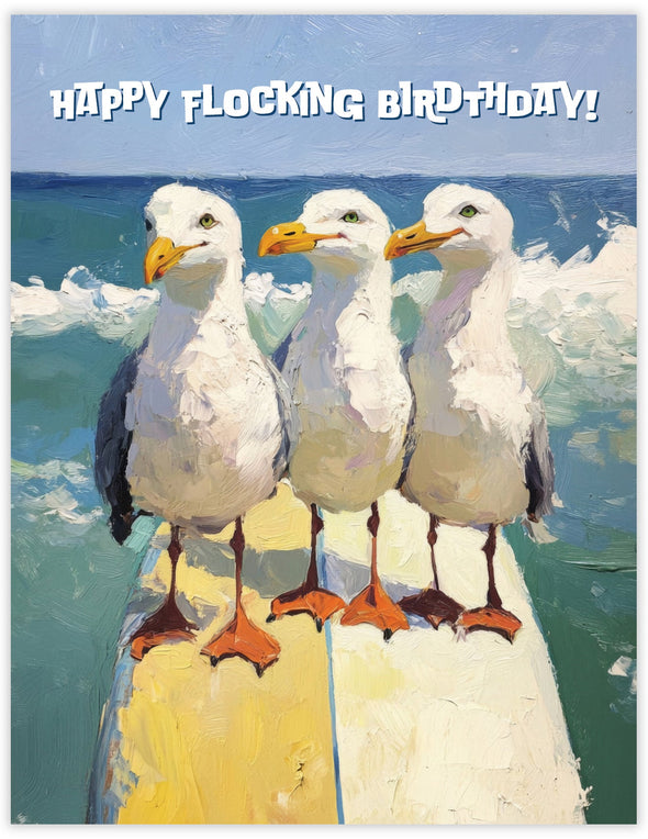 Flocking Seagulls Birthday Card