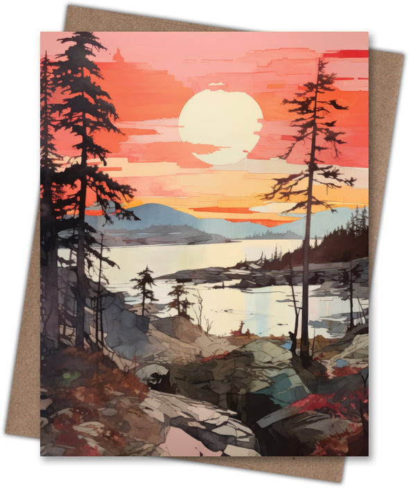 Sunrise Lake Blank Notecard