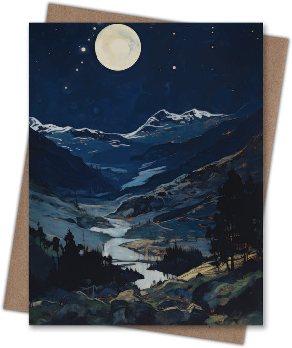 Mountain Moonlight Blank Notecard