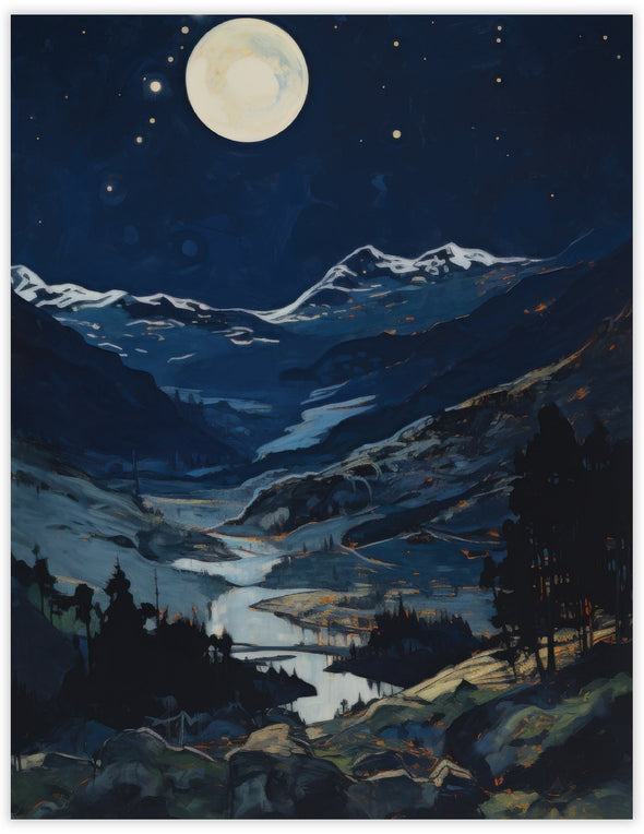 Mountain Moonlight Blank Notecard