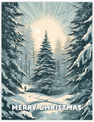 Forest Light Starburst Christmas Card