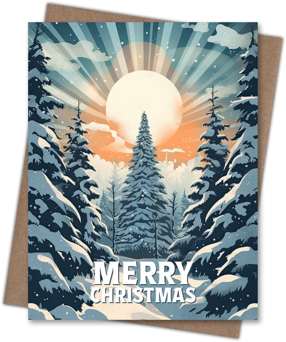 Forest Light Sunrise Christmas Card