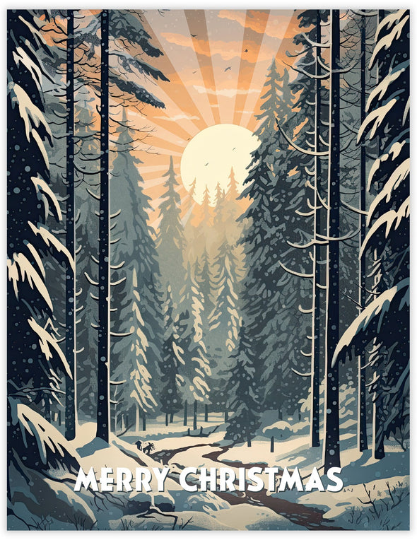 Forest Light Sunset Christmas Card