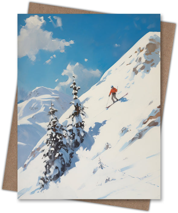 Descent to Treeline Ski Notecard